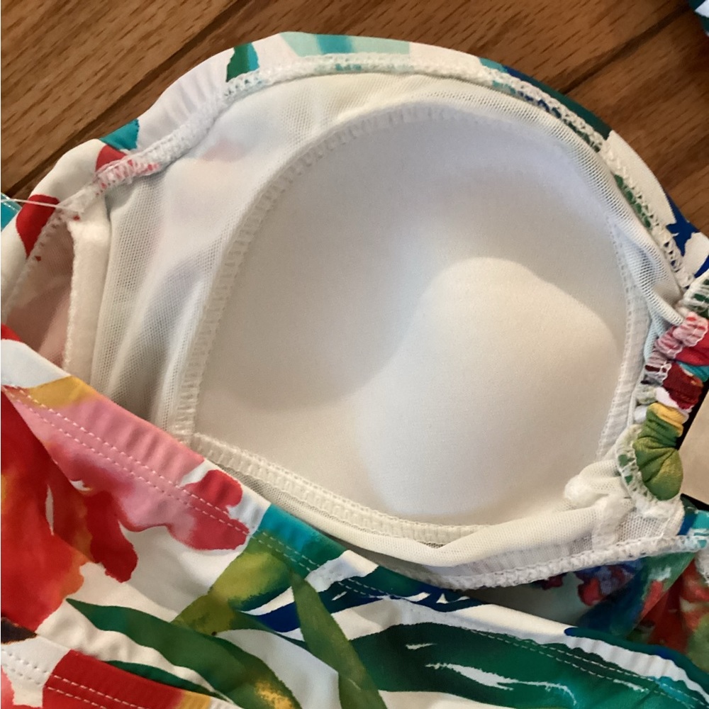 NWT “IT FIGURES” TUMMY THINNING RUCHED SIDES VIBRANT TROPICAL TANKINI - Picture 8 of 11